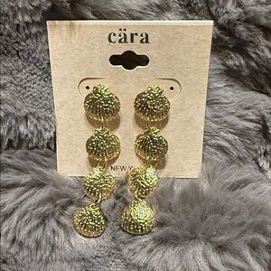 Caraa Gold Textured Dangle Earrings